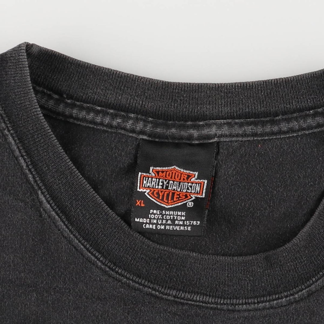 00'S Harley-Davidson Eagle Pattern Motorcycle Bike T-shirt Made in USA Men's XL cotton Charcoal Vintage Second Hand