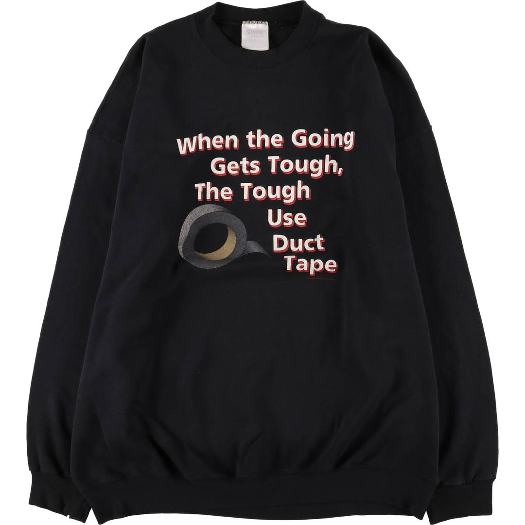 SANTEE Message Print Sweatshirt, Men's XXL polyester black type Vintage Second Hand