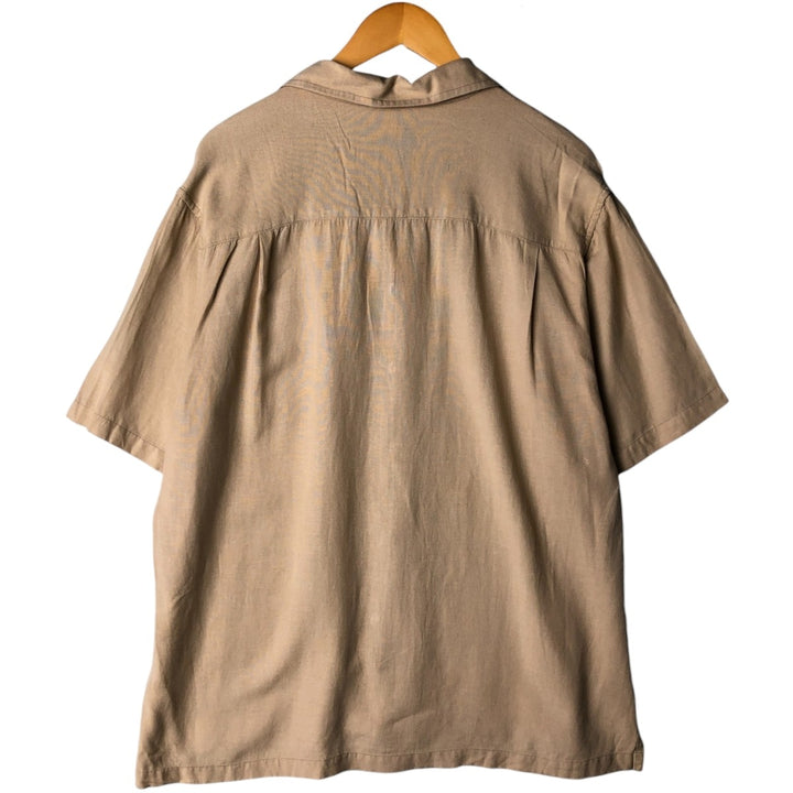 Pdot Short Sleeve Open Collar Viscose Box Shirt, Men's XL Viscose Beige type Vintage Second Hand