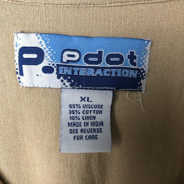 Pdot Short Sleeve Open Collar Viscose Box Shirt, Men's XL Viscose Beige type Vintage Second Hand