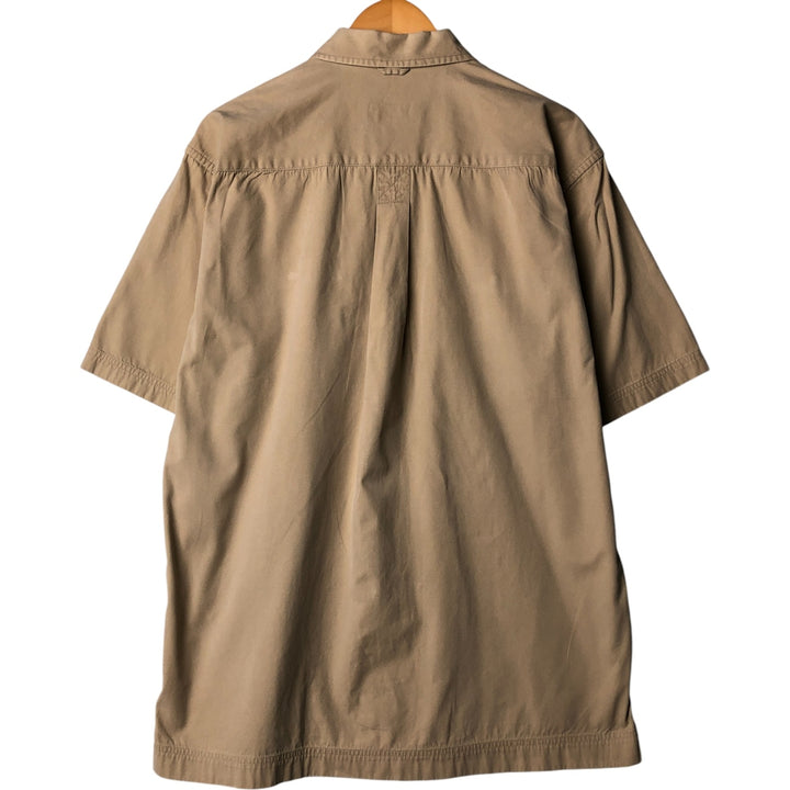 Vintage 90s-00'S Timberland WEATHERGEAR short-sleeved cotton box shirt, men's size M cotton Beige type Vintage Second Hand
