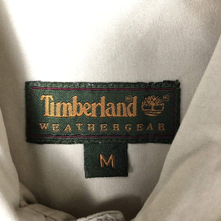 Vintage 90s-00'S Timberland WEATHERGEAR short-sleeved cotton box shirt, men's size M cotton Beige type Vintage Second Hand