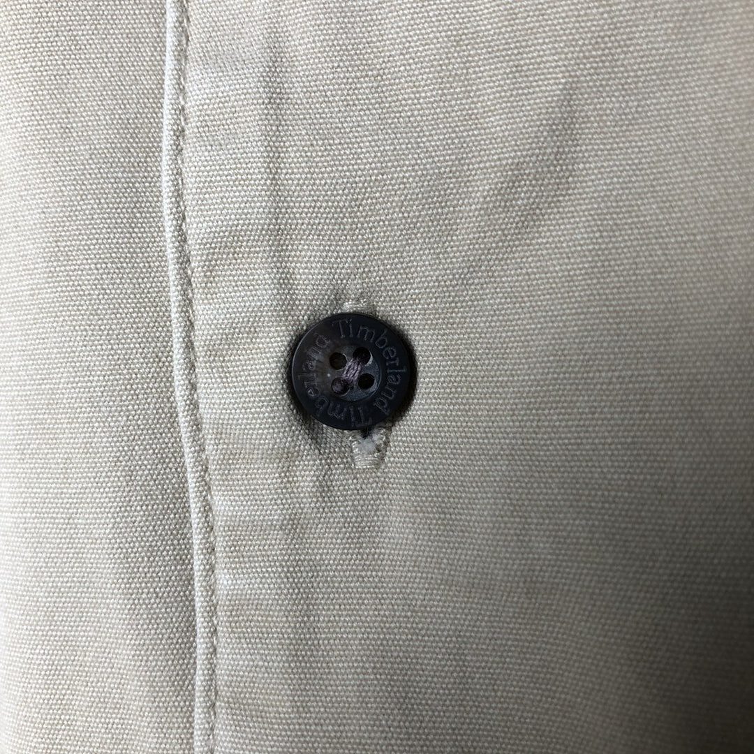 Vintage 90s-00'S Timberland WEATHERGEAR short-sleeved cotton box shirt, men's size M cotton Beige type Vintage Second Hand