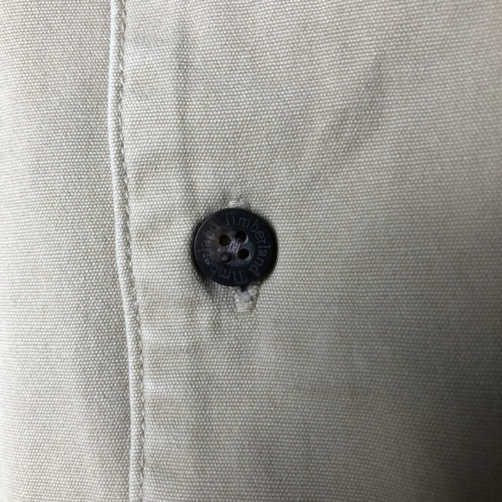 Vintage 90s-00'S Timberland WEATHERGEAR short-sleeved cotton box shirt, men's size M cotton Beige type Vintage Second Hand