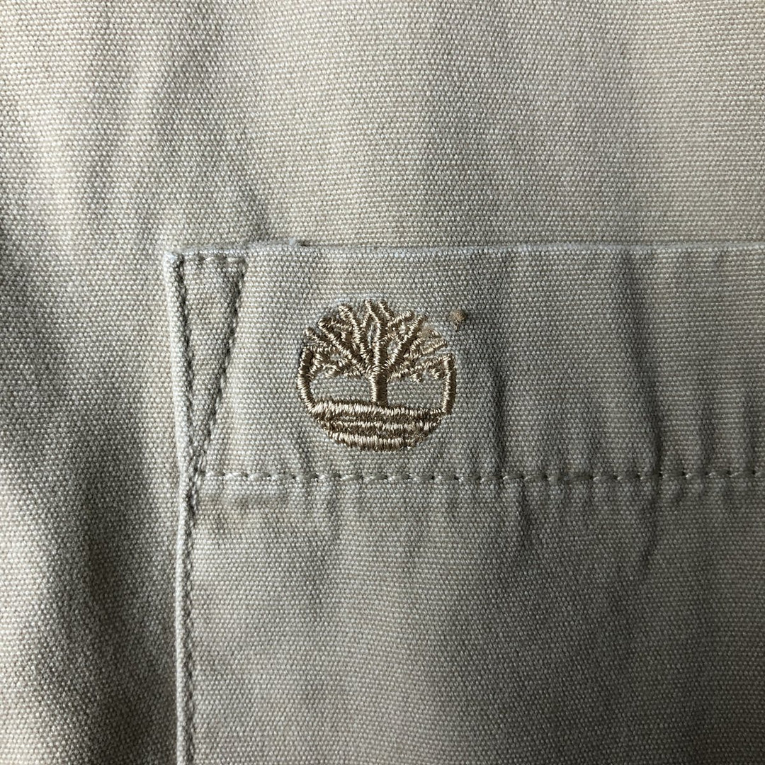 Vintage 90s-00'S Timberland WEATHERGEAR short-sleeved cotton box shirt, men's size M cotton Beige type Vintage Second Hand