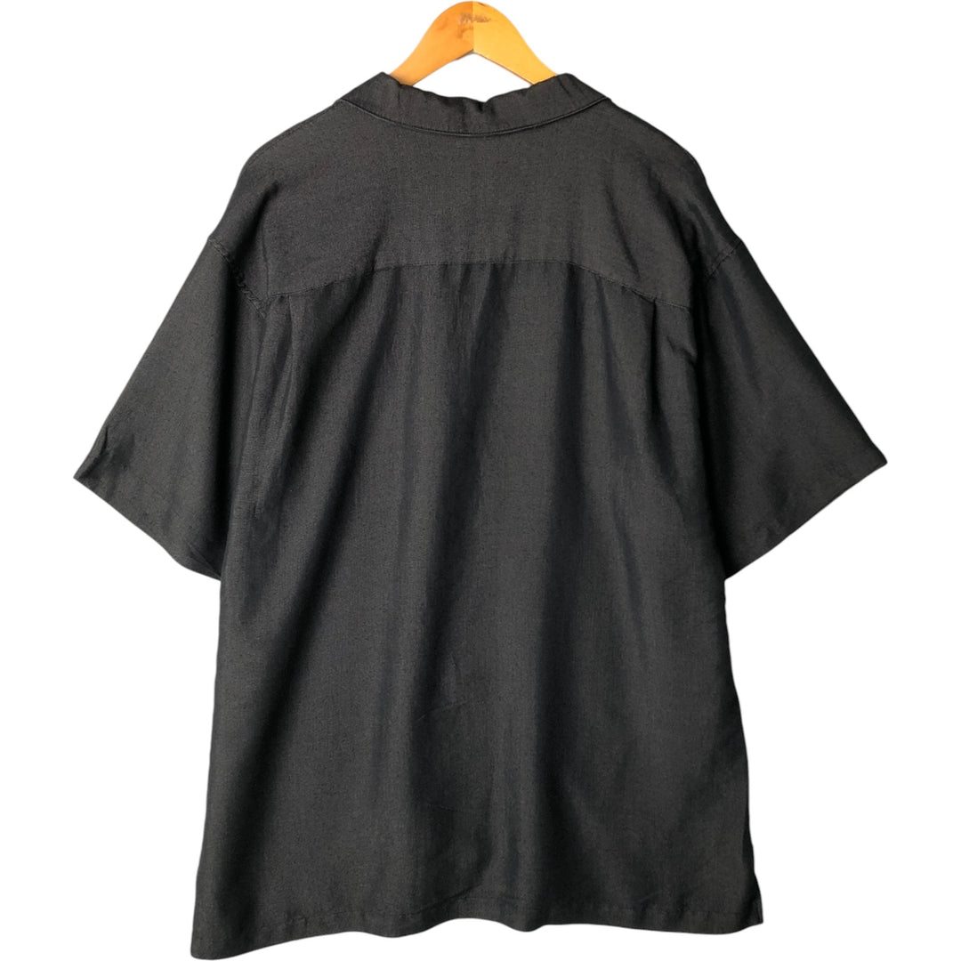 MERONA Short Sleeve Open Collar Viscose Box Shirt, Men's Size L Viscose black type Vintage Second Hand