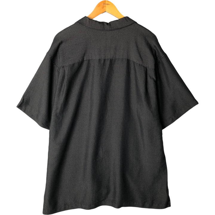 MERONA Short Sleeve Open Collar Viscose Box Shirt, Men's Size L Viscose black type Vintage Second Hand