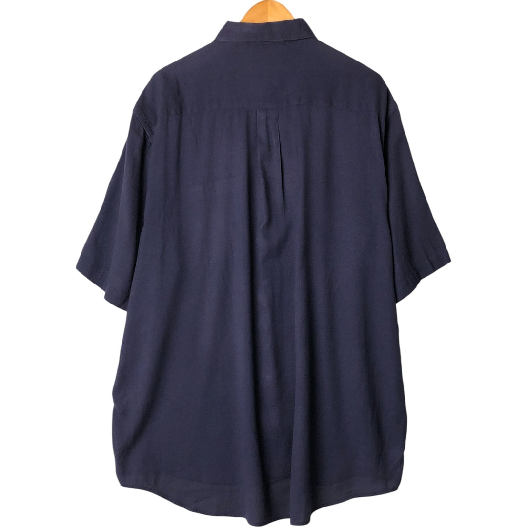 90'S Vintage Nautica Short Sleeve Silk Shirt, Men's XL silk Navy blue Vintage Second Hand