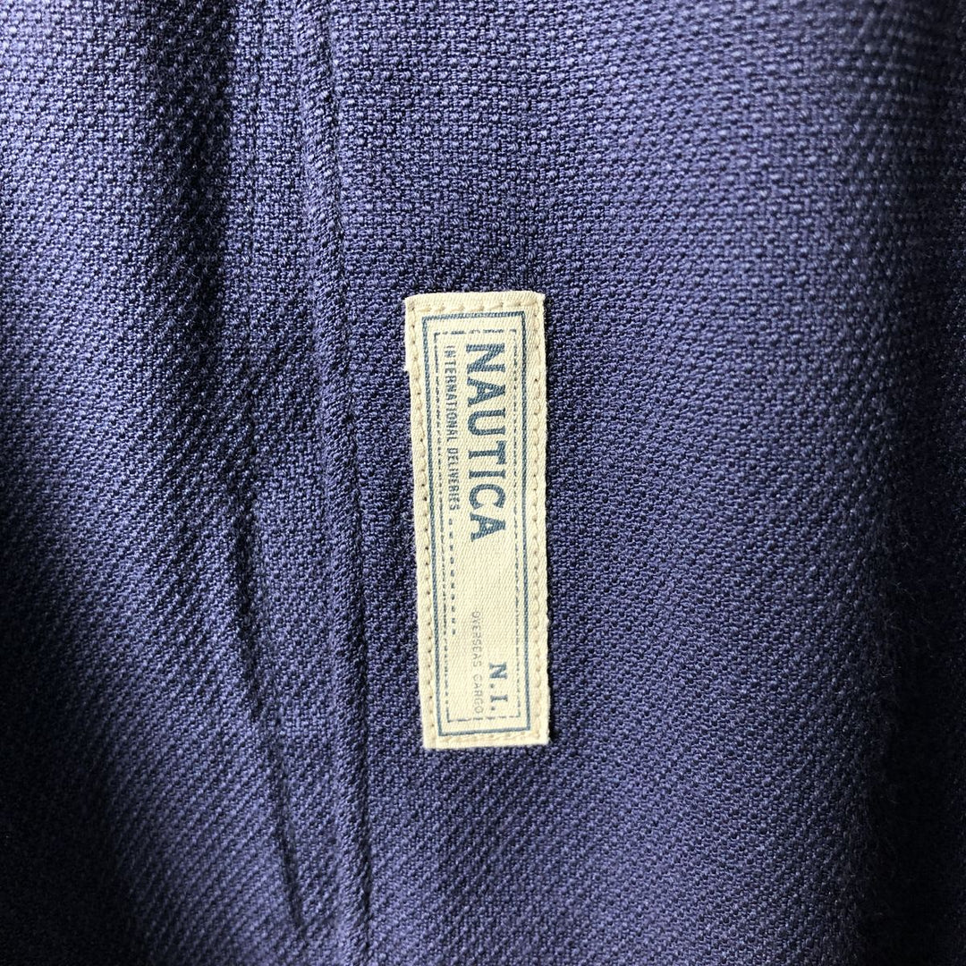 90'S Vintage Nautica Short Sleeve Silk Shirt, Men's XL silk Navy blue Vintage Second Hand