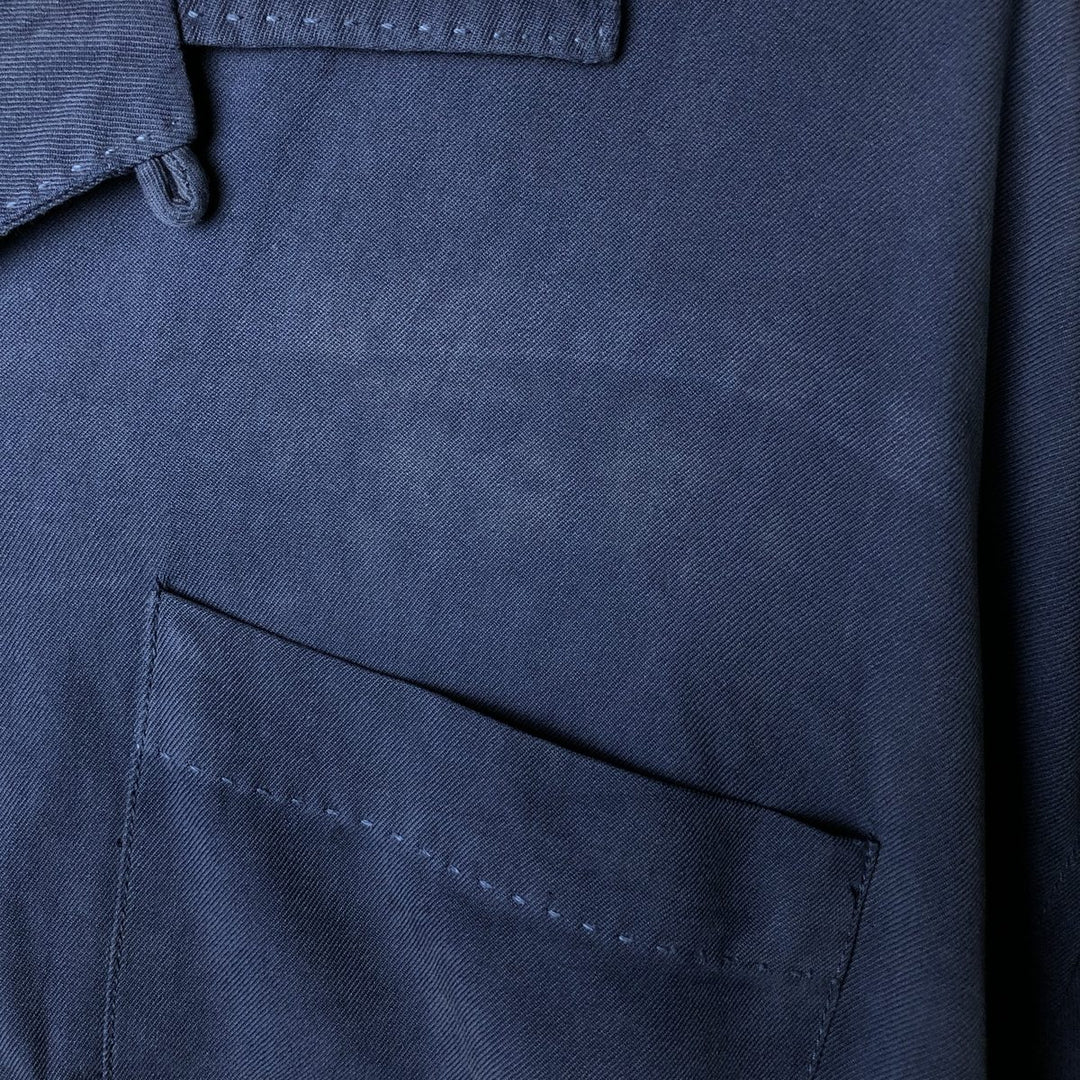 Tommy Bahama short sleeve open collar silk shirt, box shirt, men's XL size silk Navy blue Vintage Second Hand
