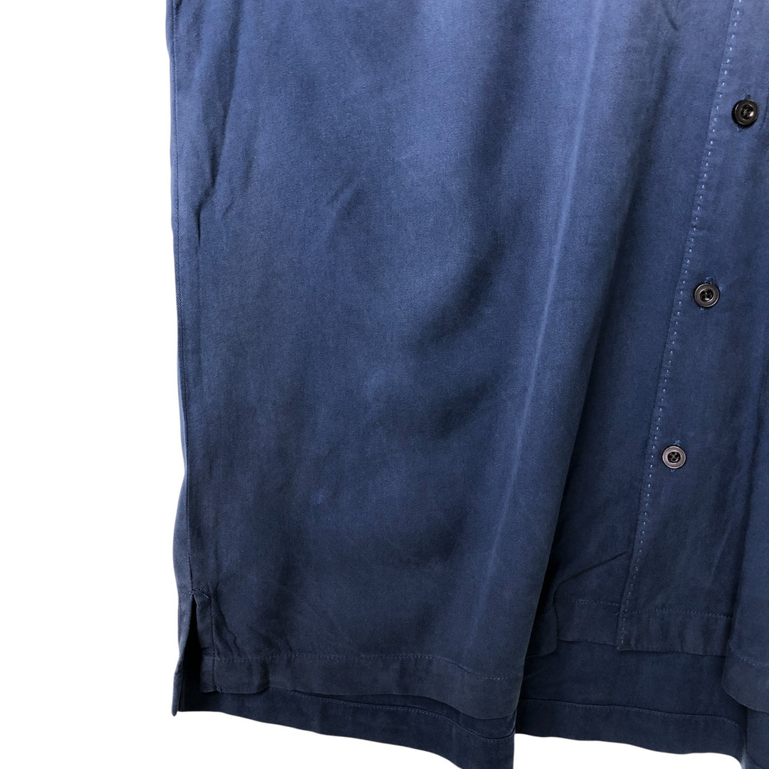 Tommy Bahama short sleeve open collar silk shirt, box shirt, men's XL size silk Navy blue Vintage Second Hand