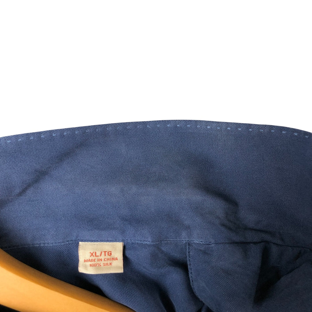 Tommy Bahama short sleeve open collar silk shirt, box shirt, men's XL size silk Navy blue Vintage Second Hand
