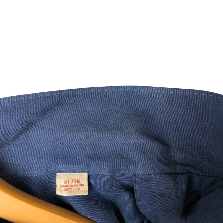 Tommy Bahama short sleeve open collar silk shirt, box shirt, men's XL size silk Navy blue Vintage Second Hand