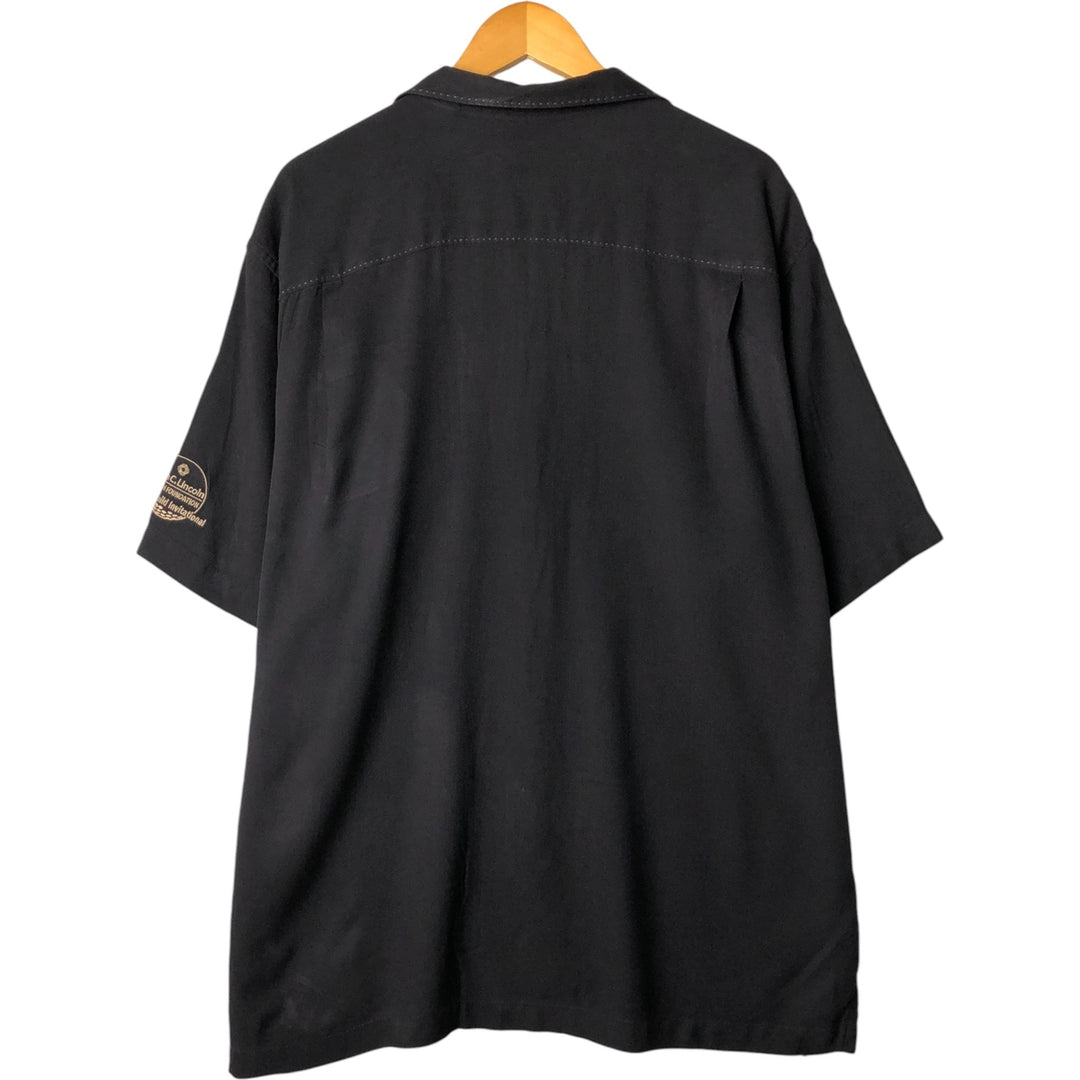 Tommy Bahama short sleeve open collar silk shirt, box shirt, men's XL size silk black type Vintage Second Hand