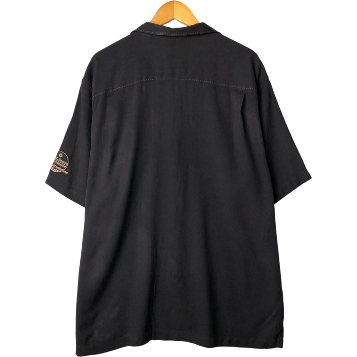 Tommy Bahama short sleeve open collar silk shirt, box shirt, men's XL size silk black type Vintage Second Hand