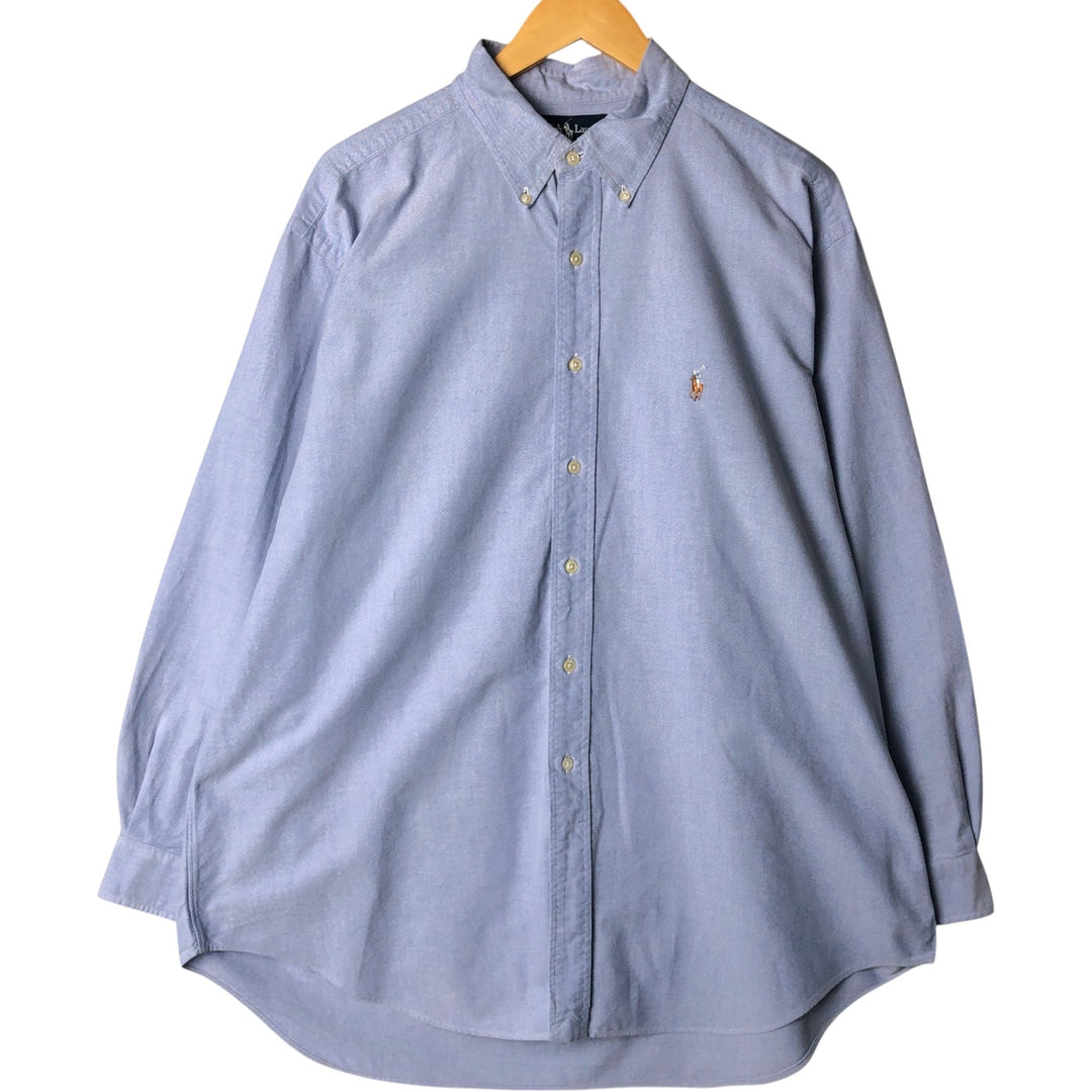 Ralph Lauren YARMOUTH long sleeve button down shirt, men's XL size cotton Blue type light blue Vintage Second Hand