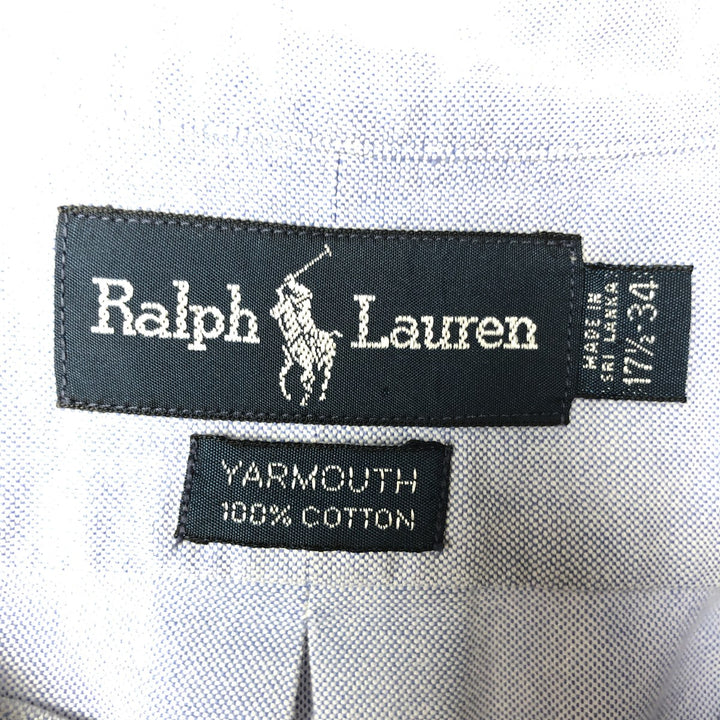 Ralph Lauren YARMOUTH long sleeve button down shirt, men's XL size cotton Blue type light blue Vintage Second Hand