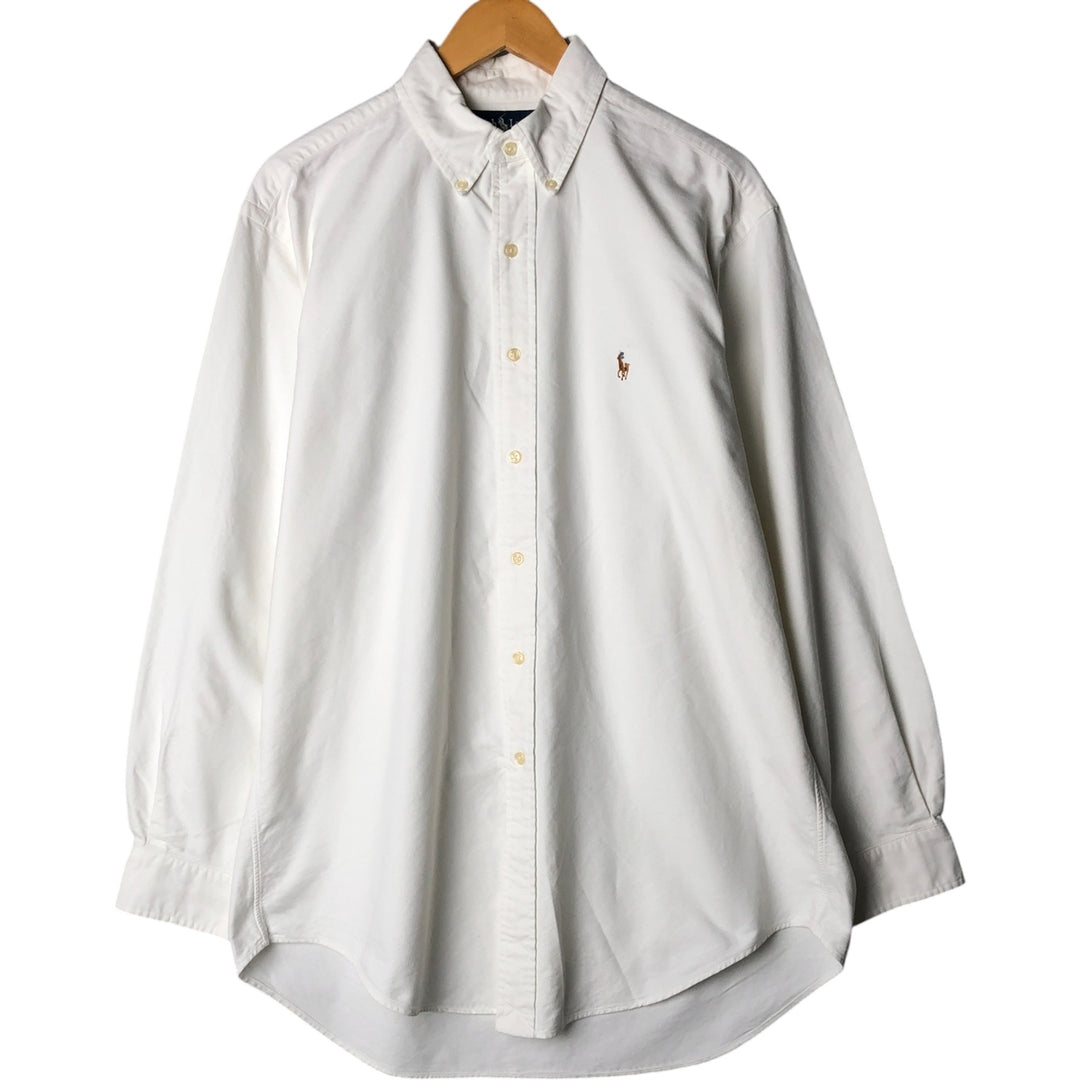 Ralph Lauren YARMOUTH long sleeve button down shirt, men's size L cotton white type Vintage Second Hand