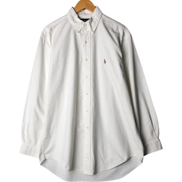 Ralph Lauren YARMOUTH long sleeve button down shirt, men's size L cotton white type Vintage Second Hand