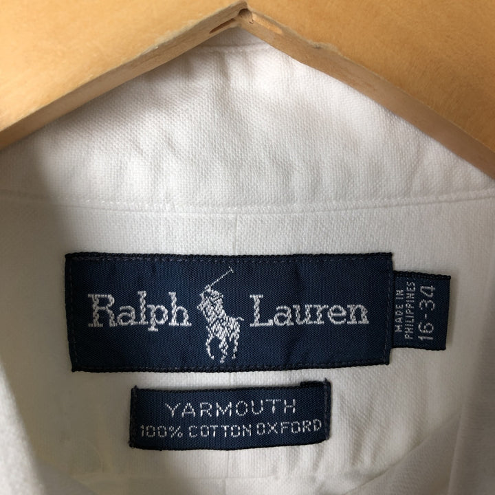 Ralph Lauren YARMOUTH long sleeve button down shirt, men's size L cotton white type Vintage Second Hand