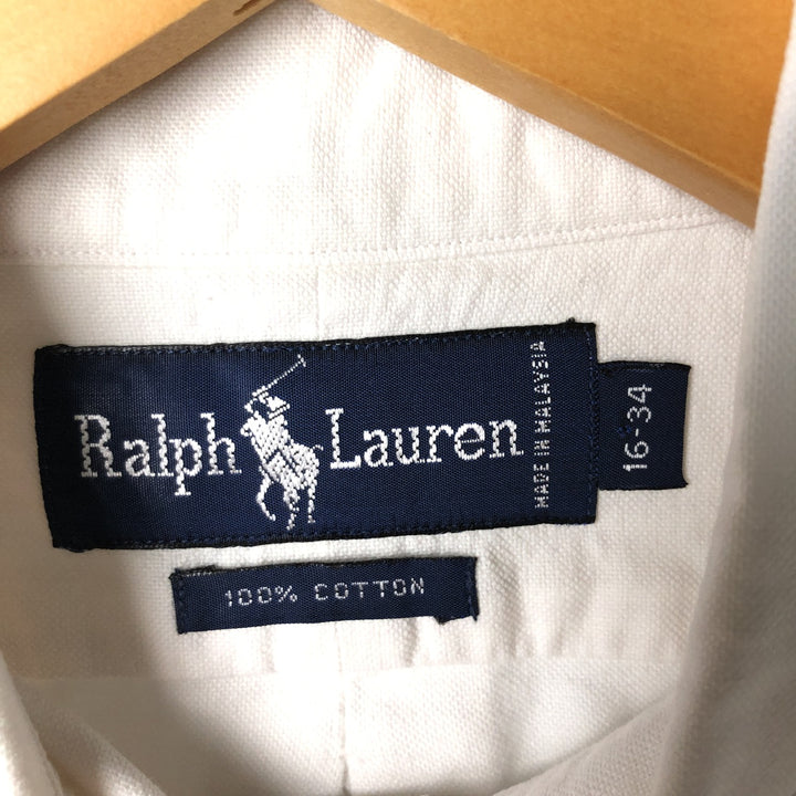 Ralph Lauren RALPH LAUREN long-sleeved button-down shirt, men's size L cotton white type Vintage Second Hand