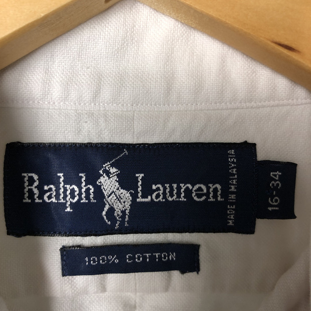 Ralph Lauren RALPH LAUREN long-sleeved button-down shirt, men's size L cotton white type Vintage Second Hand