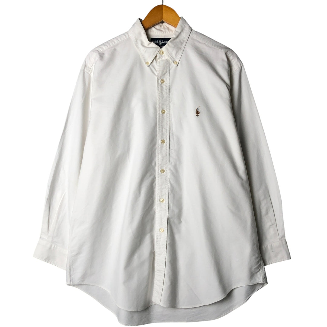Ralph Lauren YARMOUTH long sleeve button down shirt, men's size L cotton white type Vintage Second Hand