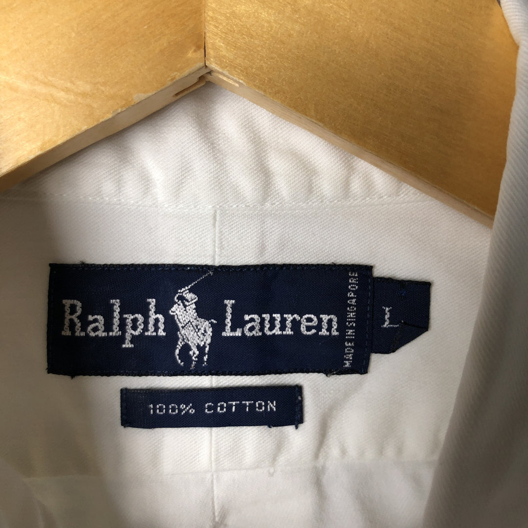 Ralph Lauren RALPH LAUREN long-sleeved button-down shirt, men's size L cotton white type Vintage Second Hand