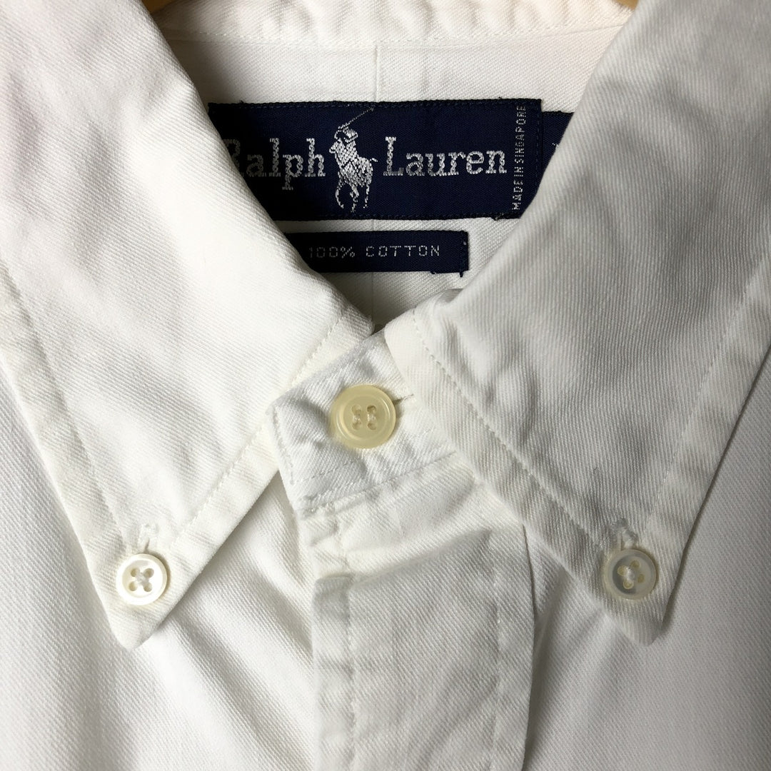 Ralph Lauren RALPH LAUREN long-sleeved button-down shirt, men's size L cotton white type Vintage Second Hand