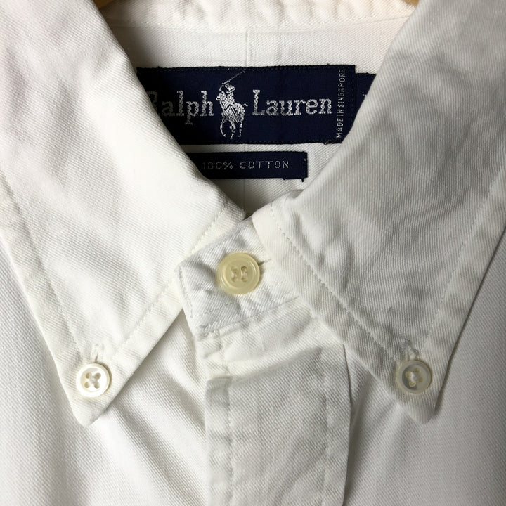 Ralph Lauren RALPH LAUREN long-sleeved button-down shirt, men's size L cotton white type Vintage Second Hand