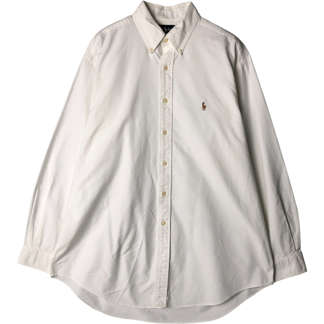Ralph Lauren YARMOUTH long sleeve button down shirt, men's size L cotton white type Vintage Second Hand