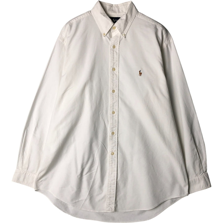 Ralph Lauren YARMOUTH long sleeve button down shirt, men's size L cotton white type Vintage Second Hand