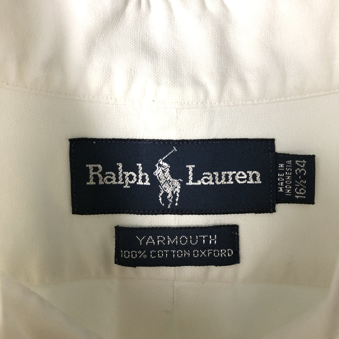 Ralph Lauren YARMOUTH long sleeve button down shirt, men's size L cotton white type Vintage Second Hand