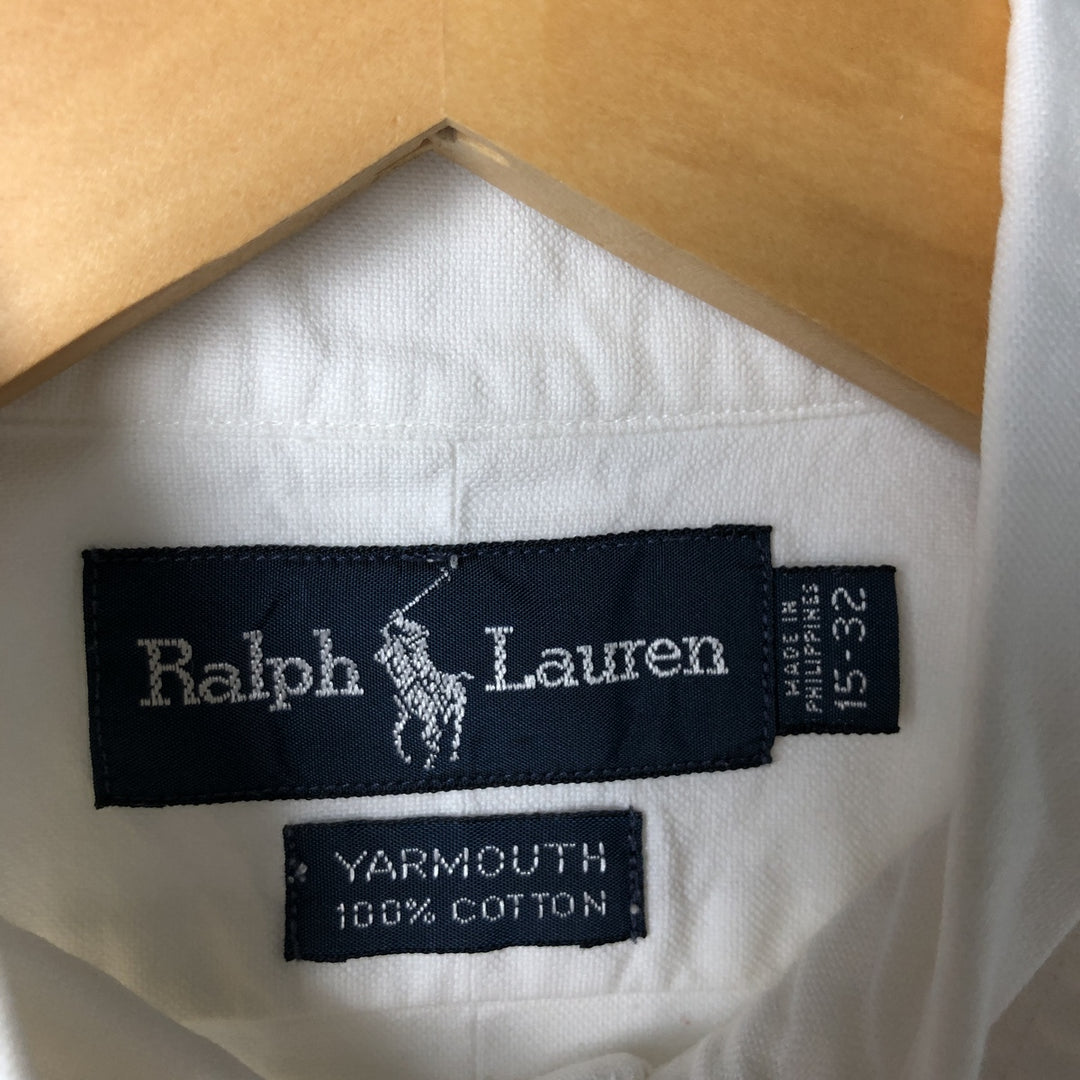 Ralph Lauren YARMOUTH long sleeve button down shirt, men's size M cotton white type Vintage Second Hand
