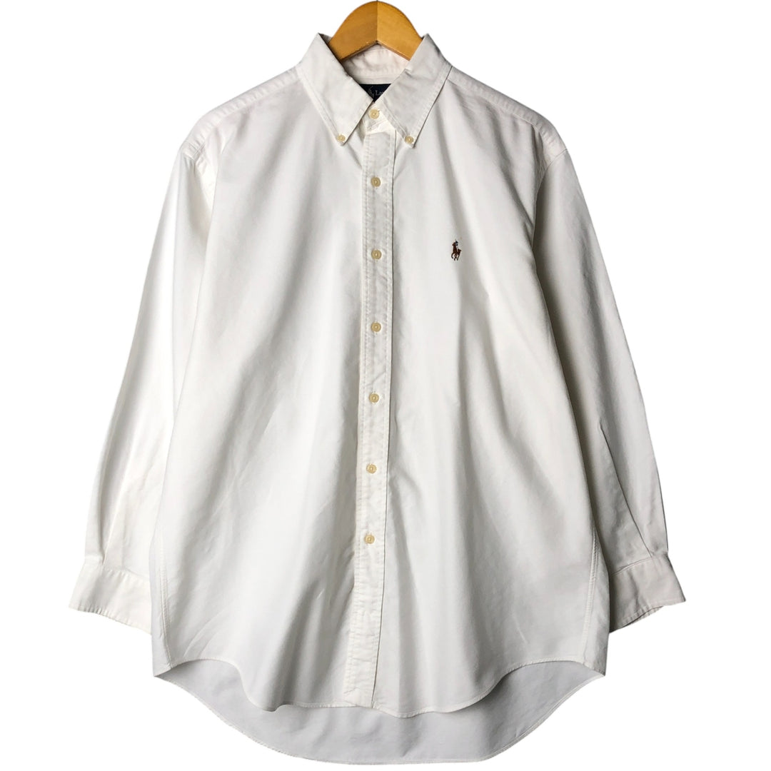 Ralph Lauren YARMOUTH long sleeve button down shirt, men's size L cotton white type Vintage Second Hand