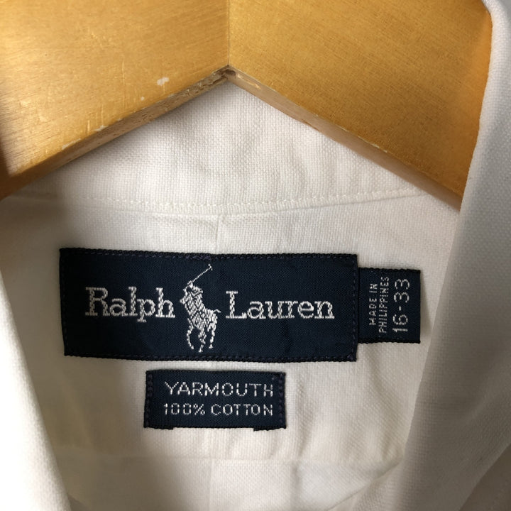 Ralph Lauren YARMOUTH long sleeve button down shirt, men's size L cotton white type Vintage Second Hand