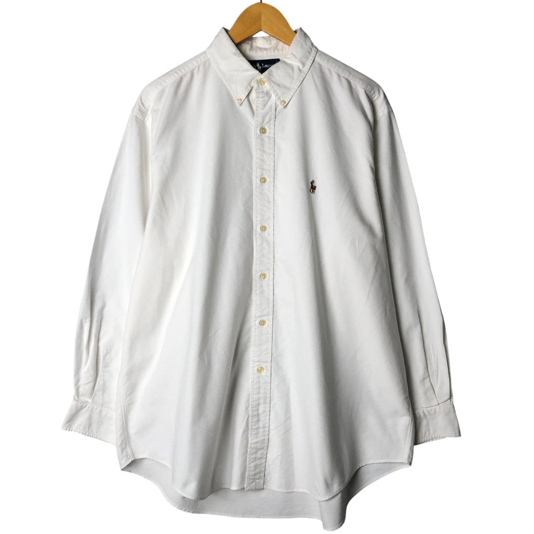 Ralph Lauren YARMOUTH long sleeve button down shirt, men's XL size cotton white type Vintage Second Hand