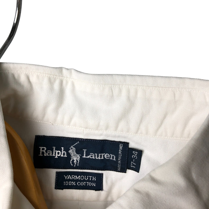 Ralph Lauren YARMOUTH long sleeve button down shirt, men's XL size cotton white type Vintage Second Hand