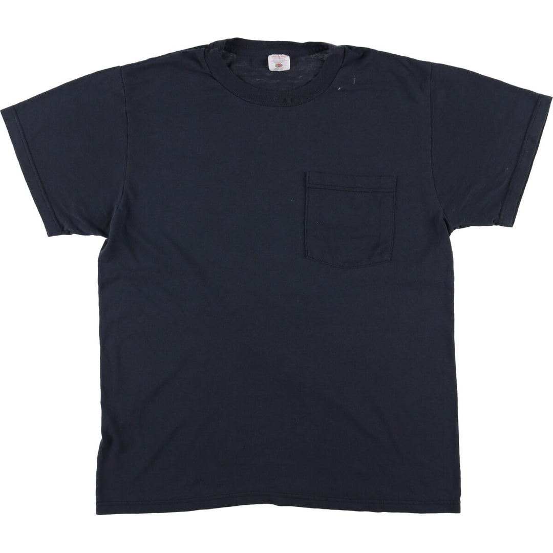 Fruit of the Loom plain pocket T-shirt, men's size M unclear black type Vintage Second Hand