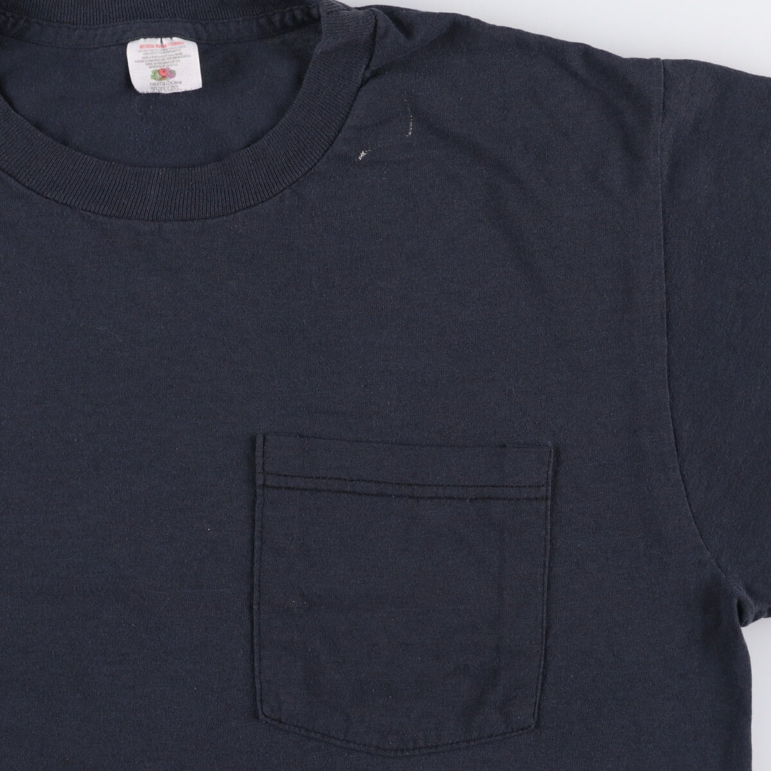 Fruit of the Loom plain pocket T-shirt, men's size M unclear black type Vintage Second Hand