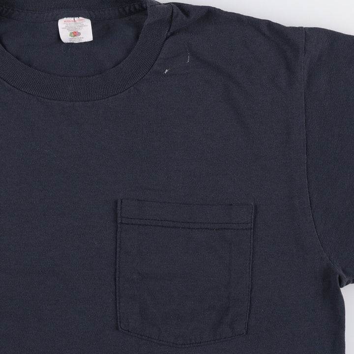 Fruit of the Loom plain pocket T-shirt, men's size M unclear black type Vintage Second Hand