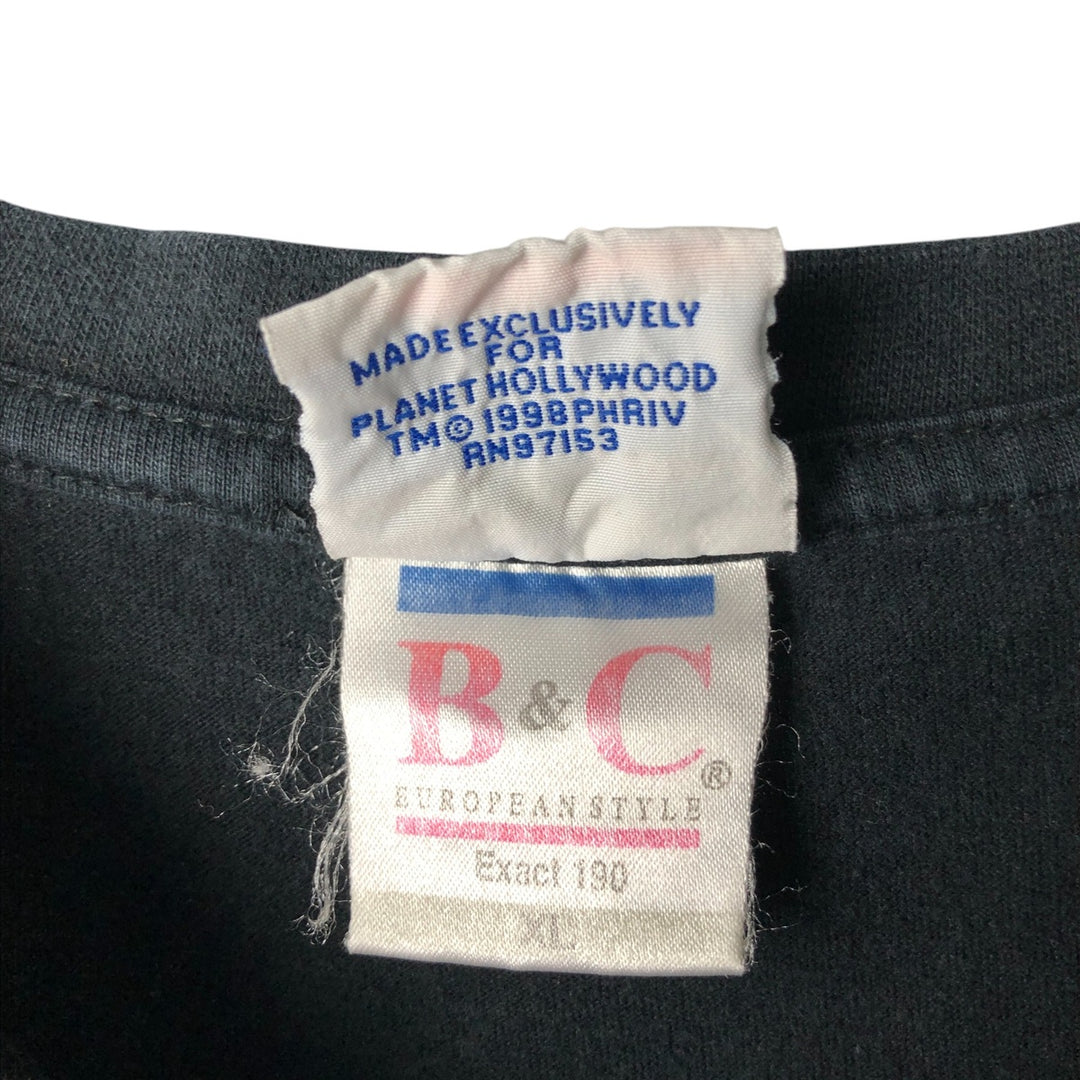 B AND C PLANET HOLLYWOOD Advertising T-shirt, Men's XL cotton black type Vintage Second Hand