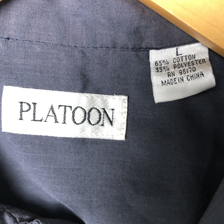 Platoon PLATOON Short Sleeve Mexican/Cuban Shirt, Men's Size L, Boxy Shirt cotton Charcoal Vintage Second Hand