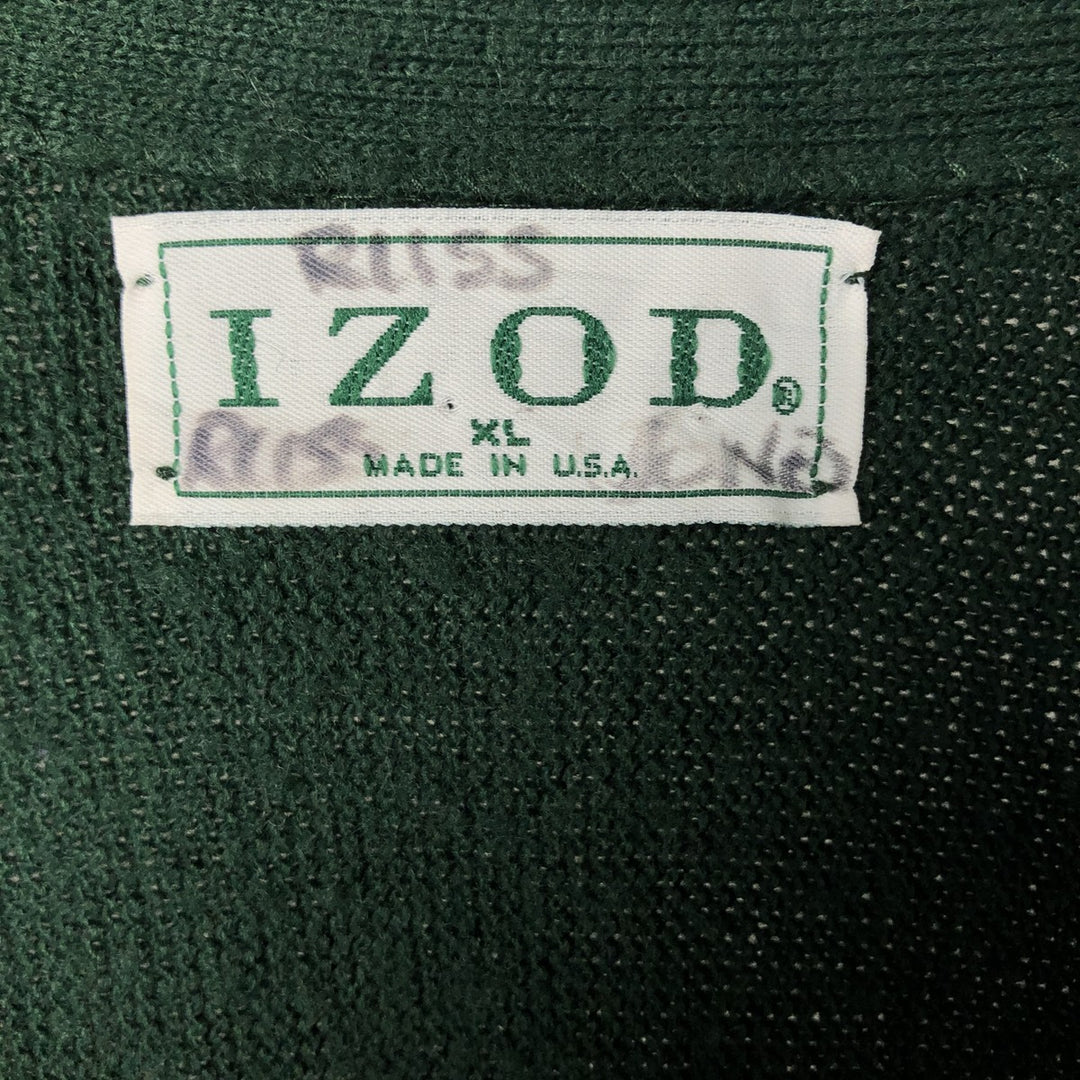 IZOD Acrylic Knit Cardigan, Made in USA, Men's XL acrylic Green type dark green Vintage Second Hand