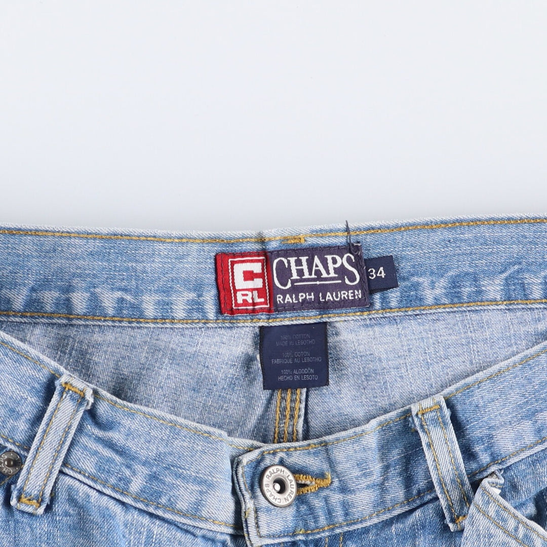 90'S Ralph Lauren CHAPS denim painter shorts, men's size W35 cotton blue type Vintage Second Hand