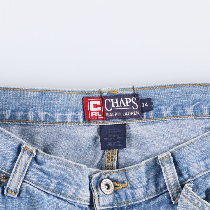 90'S Ralph Lauren CHAPS denim painter shorts, men's size W35 cotton blue type Vintage Second Hand