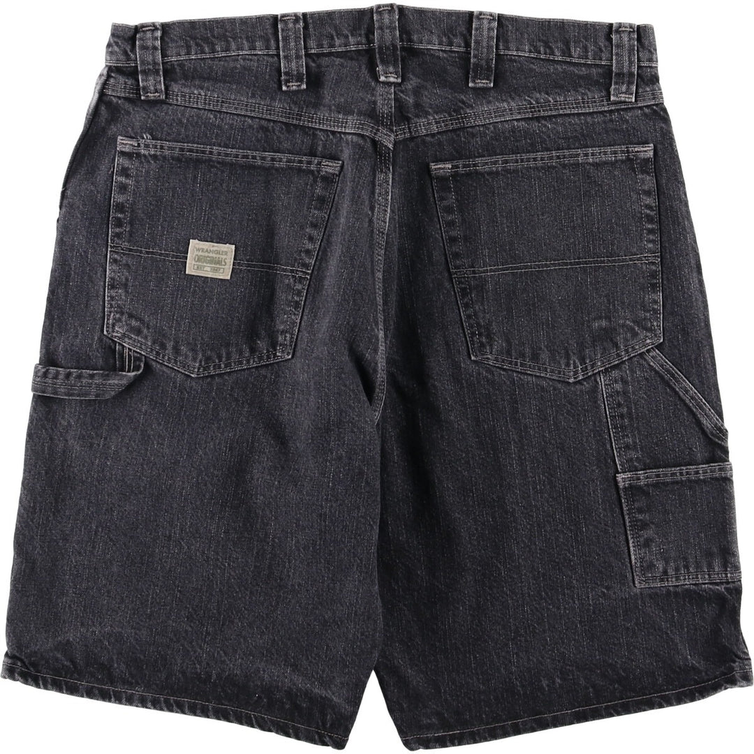 2000'S Wrangler Carpenter Black Denim Painter Shorts, Men's, Size W36 cotton black type Vintage Second Hand