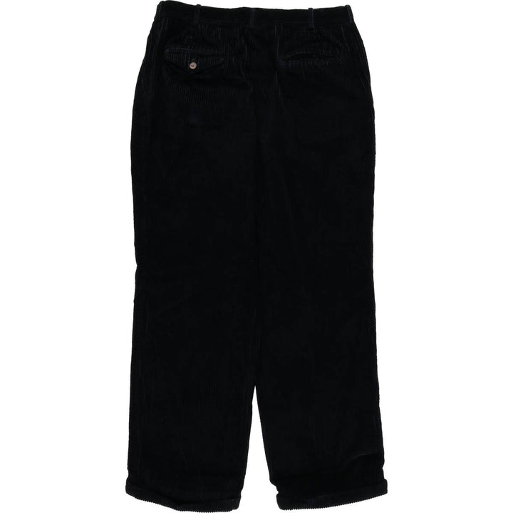 Paul Stuart wide-ribbed two-pleat corduroy pants, men's size W34, vintage unclear navy blue type Vintage Second Hand