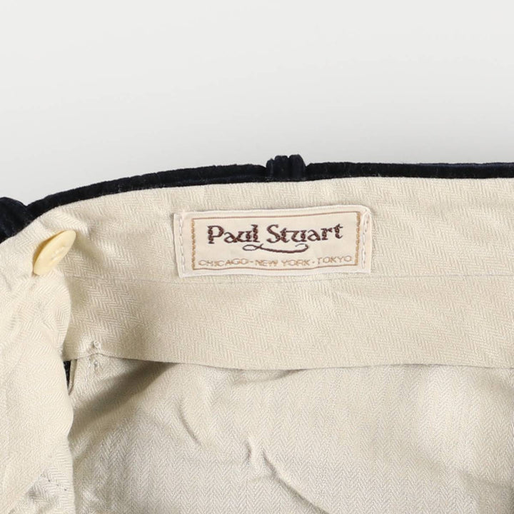 Paul Stuart wide-ribbed two-pleat corduroy pants, men's size W34, vintage unclear navy blue type Vintage Second Hand