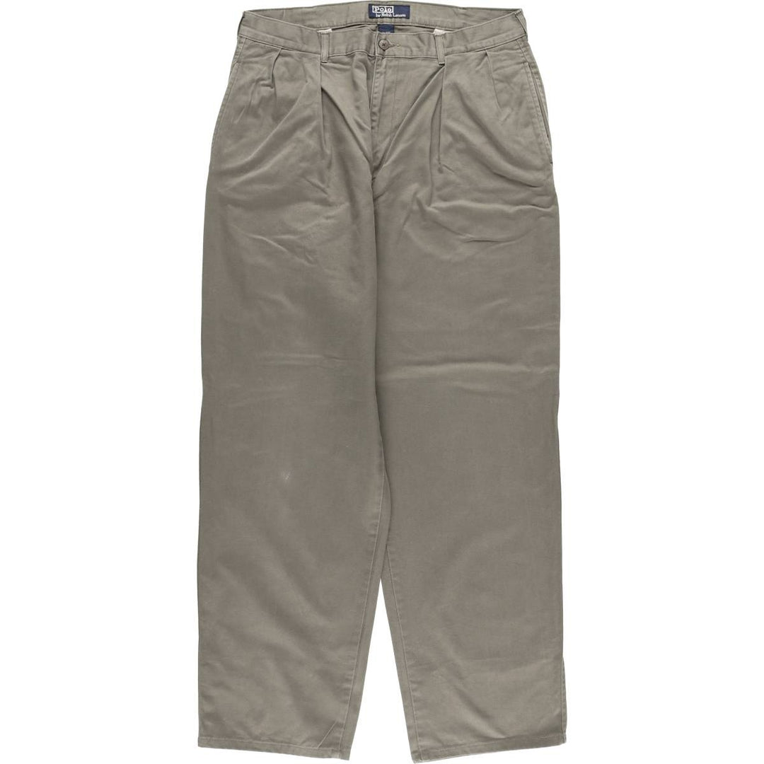 Ralph Lauren POLO by Ralph Lauren Two-pleat Chino Pants for Men, W34 equivalent cotton Khaki type Vintage Second Hand